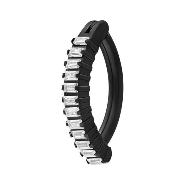 Clicker para ombligo negro de titanio con cristales claros