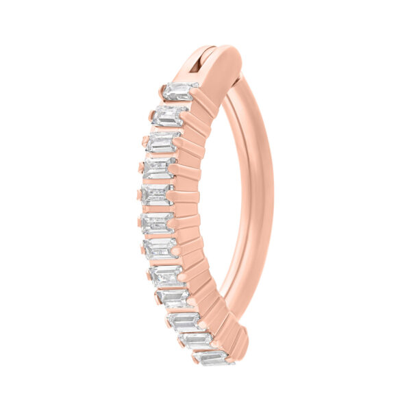 Clicker para ombligo de titanio en oro rosa con cristales claros