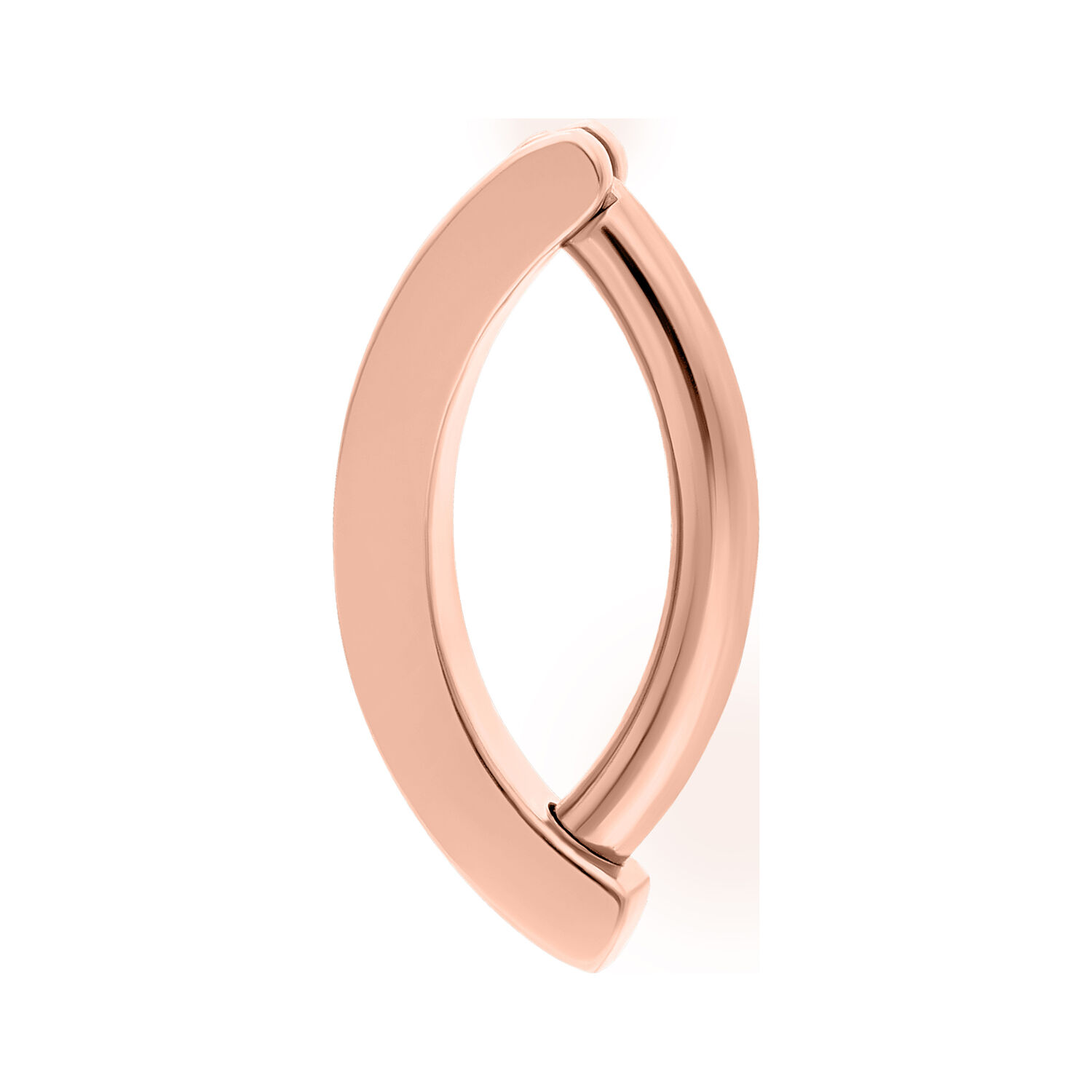 Clicker de ombligo de titanio en oro rosa sobre fondo blanco