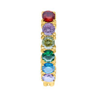 Clicker de ombligo dorado con cristales de arcoíris sobre fondo blanco