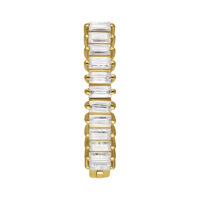 Clicker de oro para ombligo con cristales de moissanita rectangulares sobre fondo blanco