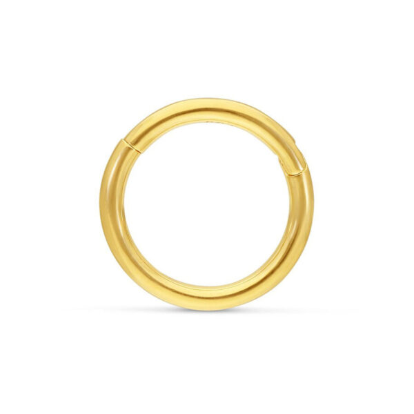 Brillante anillo de oro de 18K con bisagra sobre fondo blanco