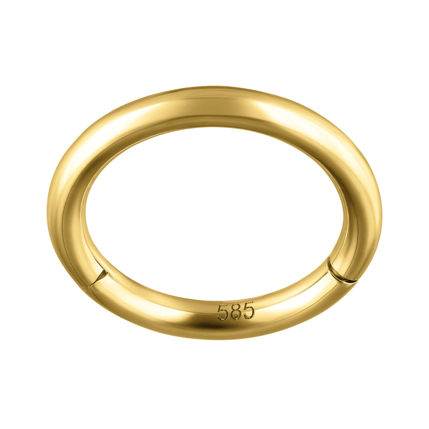 Aro de 14K Gold con bisagra, 1,2 mm de grosor, 8,0 mm de diámetro interno sobre fondo blanco