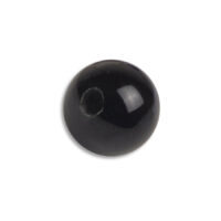 Bola de acrílico negro con rosca interior sobre fondo blanco