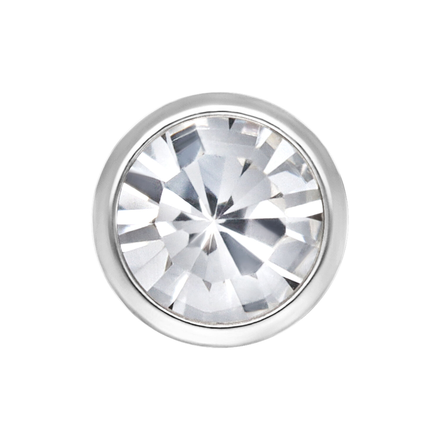 Accesorio de Piercing Push Fit Cristalino Accesorio de piercing de cristal claro de titanio sobre fondo blanco