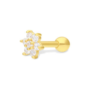 18K Earbarbell Crystal Flower