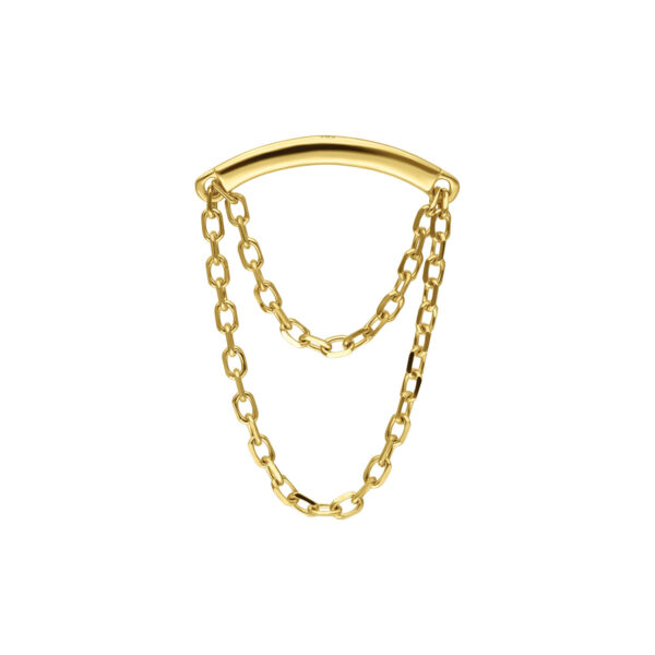 Accesorio de cadena dorado para helix con mecanismo Push-Fit sobre fondo blanco