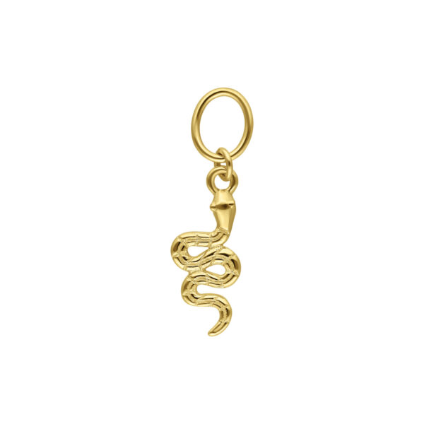 Colgante de serpiente de oro de 18K con cristales claros sobre fondo blanco