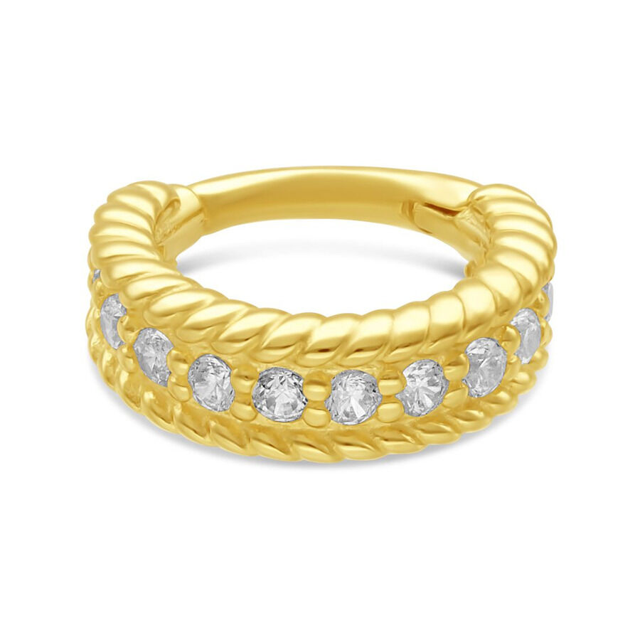 14K Gold aro de piercing con cristales Aro de piercing dorado con cristales sobre fondo blanco