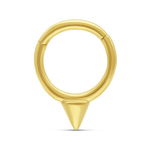 Aro de piercing de 14K Gold con forma de cono sobre fondo blanco