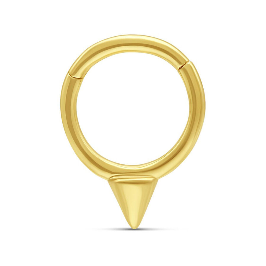 Aro de piercing de 14K Gold con forma de cono sobre fondo blanco