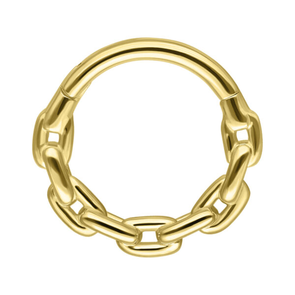 Aro de cadena de 14K Gold de alta calidad para septum sobre fondo blanco