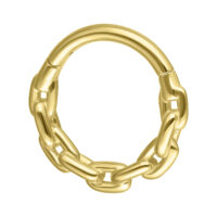 Aro de septum de oro 585 con diseño de cadena sobre fondo blanco