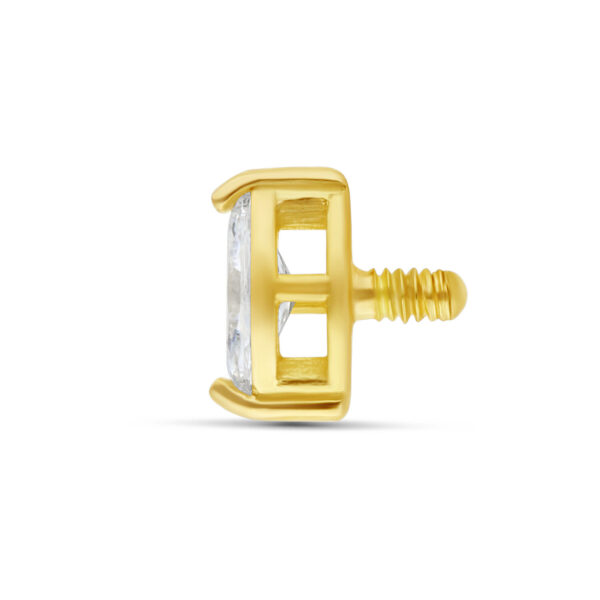 Pieza de Piercing de Oro de 18K con Circonita, tamaño 4,0 mm, sobre fondo blanco
