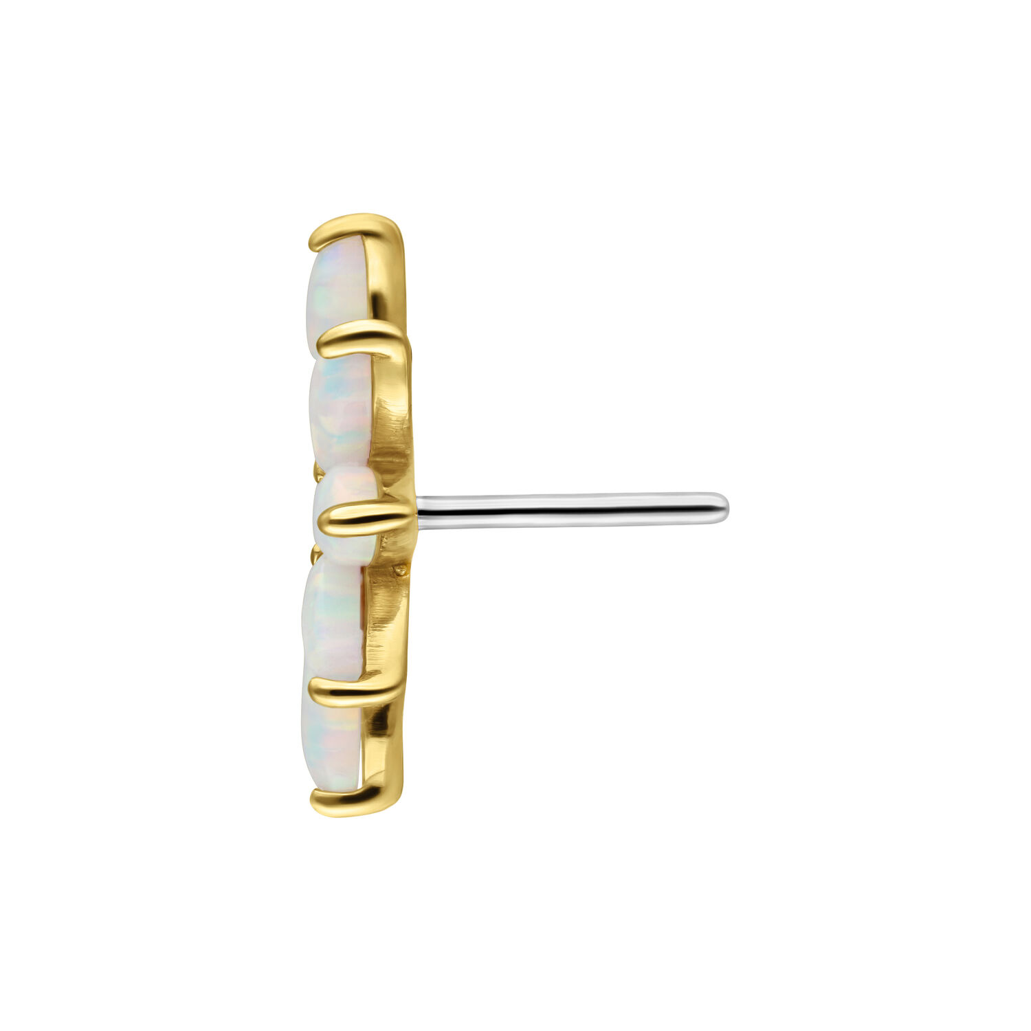 Colgante de Ópalo en Oro 14K Push-Fit Colgante dorado con ópalos sintéticos sobre fondo blanco