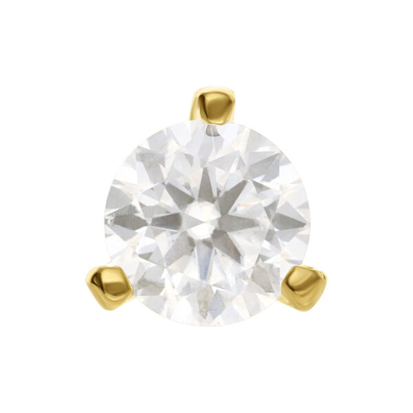 Moissanite redondo y claro en montura de 14K Gold, primer plano