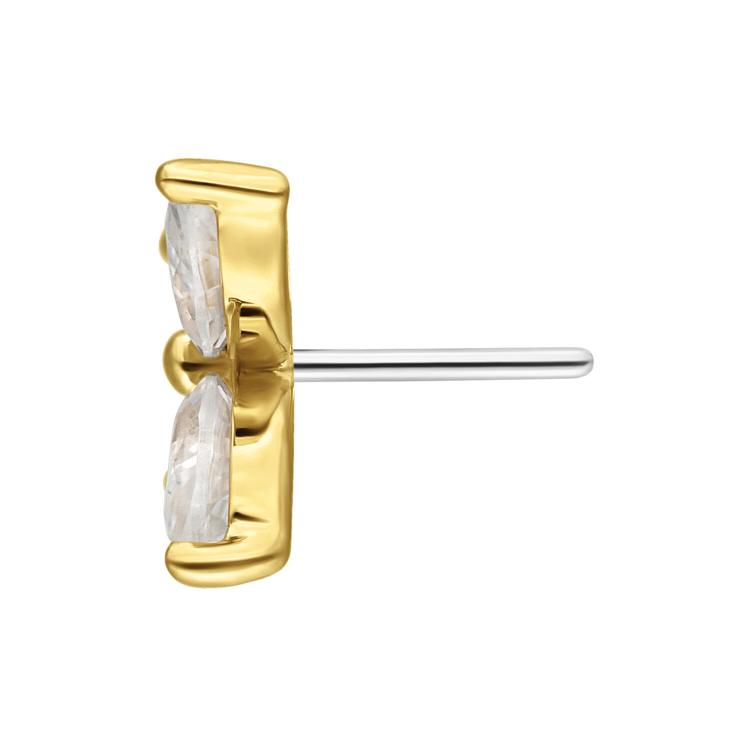 Colgante de Mariposa de Moissanita en Oro 14K Colgante de mariposa dorado con cristales claros sobre fondo blanco