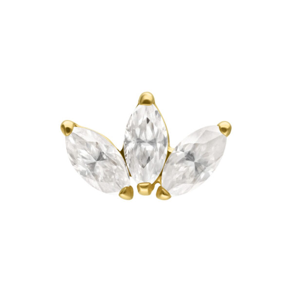 Accesorio Lotus dorado con tres piedras Moissanite claras