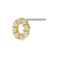 Colgante Wreath de Moissanita en Oro 14K Colgante dorado Push-Fit con cristales claros de Moissanita sobre fondo blanco