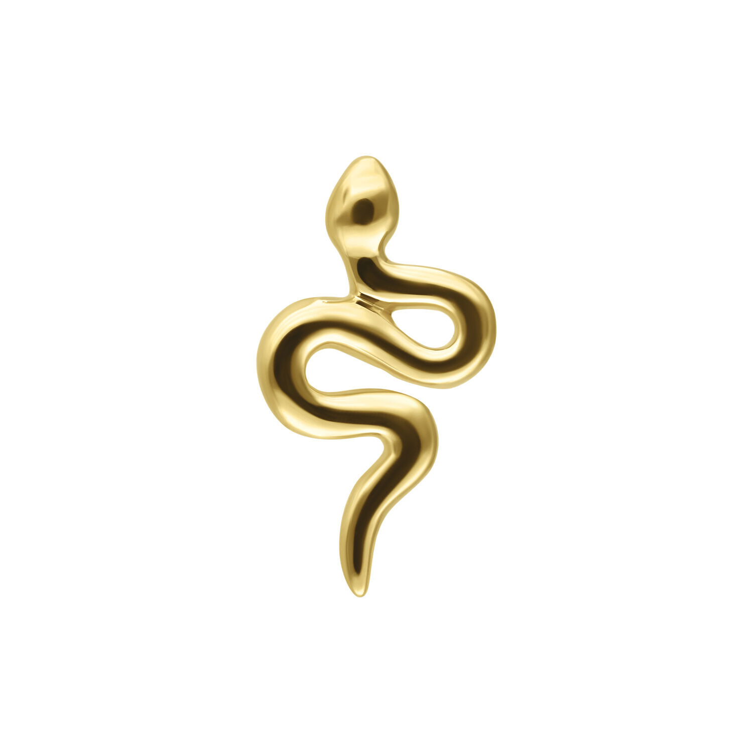 Aro de 14K Gold Push-Fit en forma de serpiente Aro de serpiente de oro 585 sobre fondo blanco