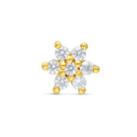 Accesorio de flor de oro 14K con cristales claros sobre fondo blanco