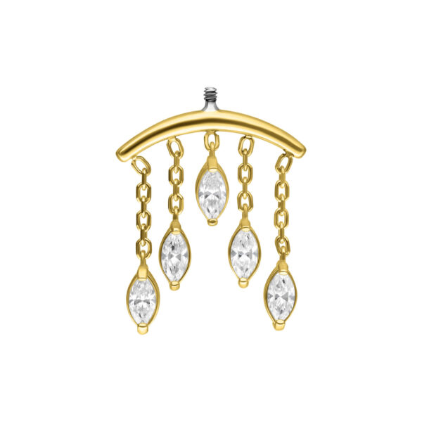 Ajuste de piercing helix dorado con cinco colgantes de cristal claros