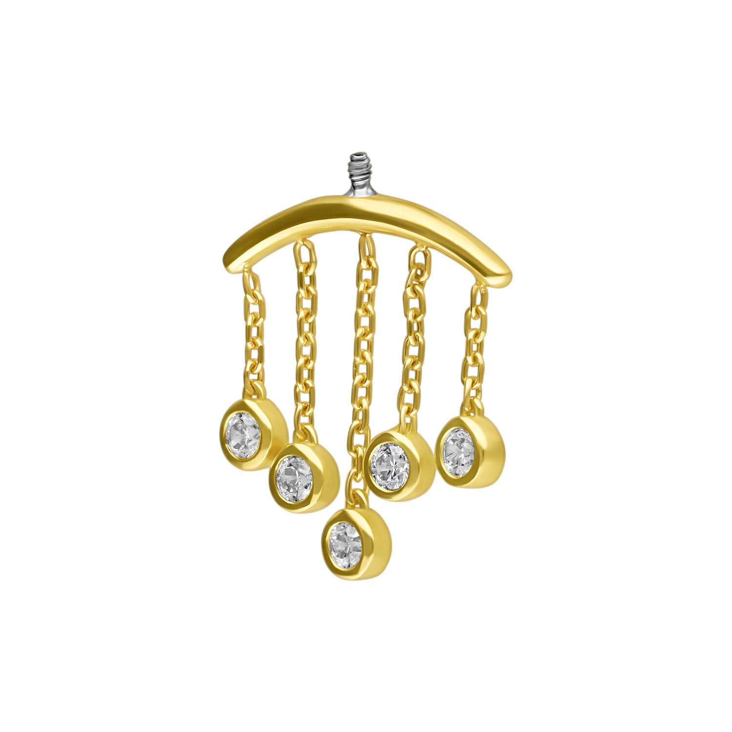 Aro Helix de oro con cinco gotas de cristal claro en cadenas