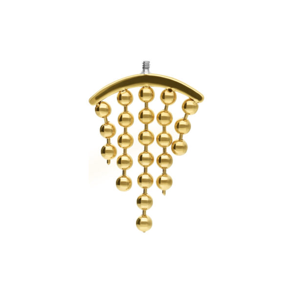 Accesorio de piercing Helix dorado con bolas sobre fondo blanco
