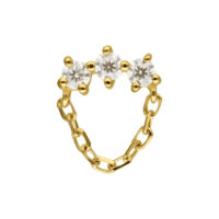 14K Gold Moissanite Accesorio con Colgante Accesorio dorado con tres piedras Moissanite y colgante de cadena sobre fondo blanco