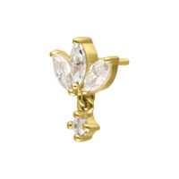 Aro de 14K Gold con Moissanite en forma de loto Aro de loto de oro con piedras de Moissanite sobre fondo blanco