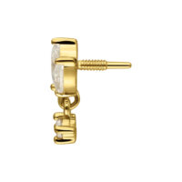 Aro de 14K Gold con Moissanite lateral Vista lateral de aro Lotus de Moissanite en oro con rosca interna sobre fondo blanco