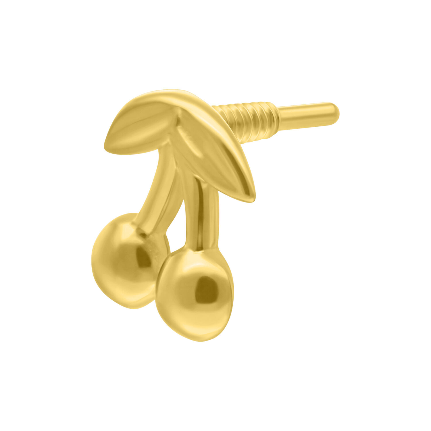 Accesorio Cherry dorado de 14K Gold con rosca interna sobre fondo blanco