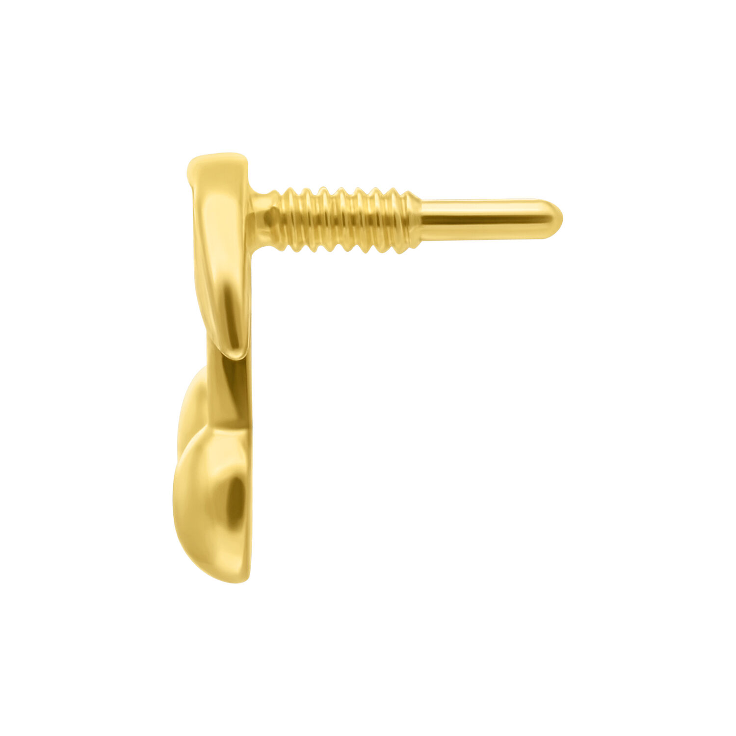 Colgante dorado en forma de cereza con rosca interna sobre fondo blanco