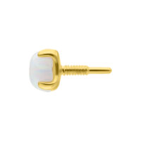 Colgante dorado con ópalo sintético redondo, vista lateral