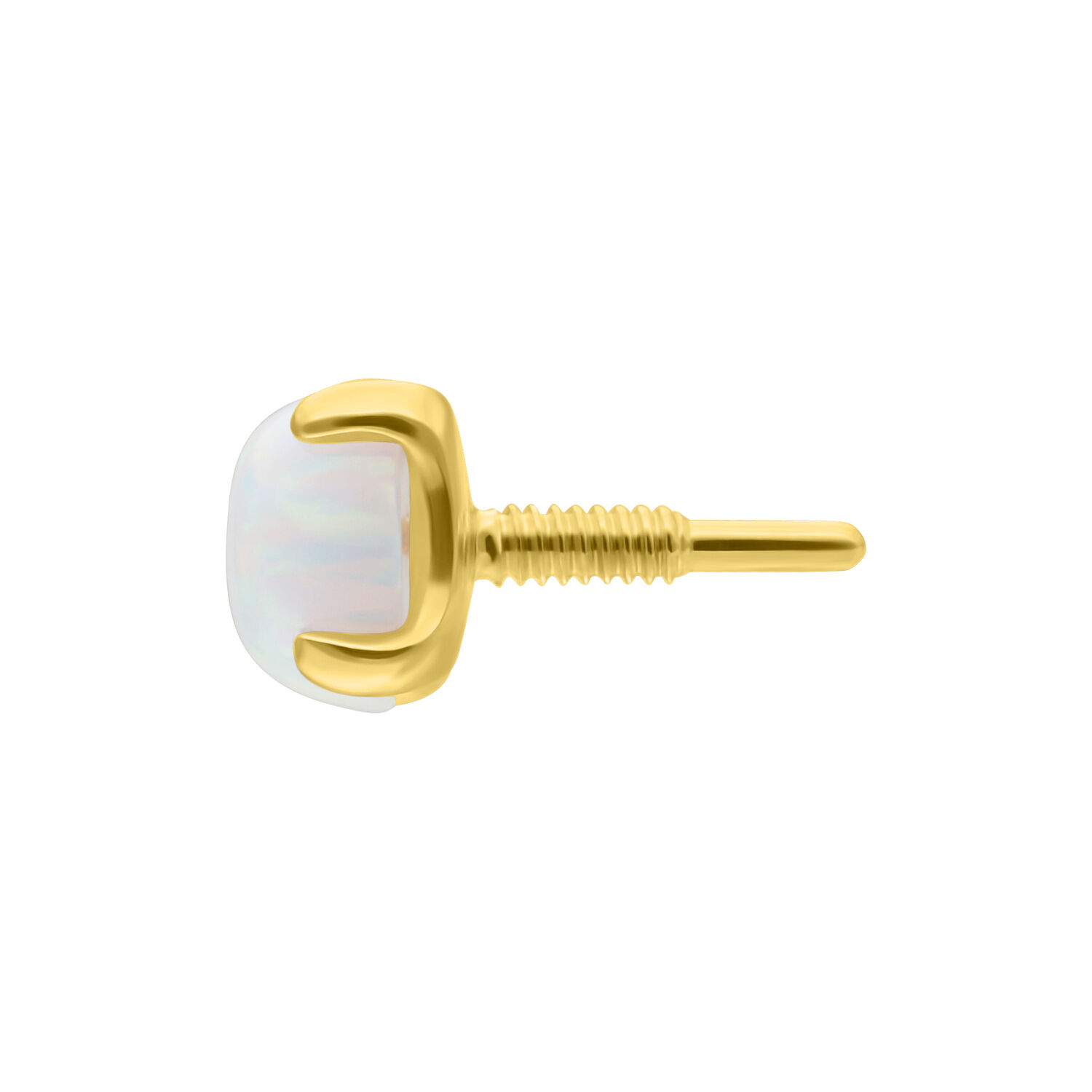 Colgante dorado con ópalo sintético redondo, vista lateral