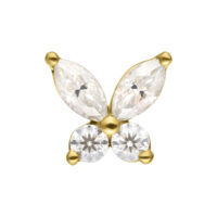 Colgante de Mariposa de Moissanita en Oro 14K Colgante de mariposa dorado con cristales claros de Moissanita