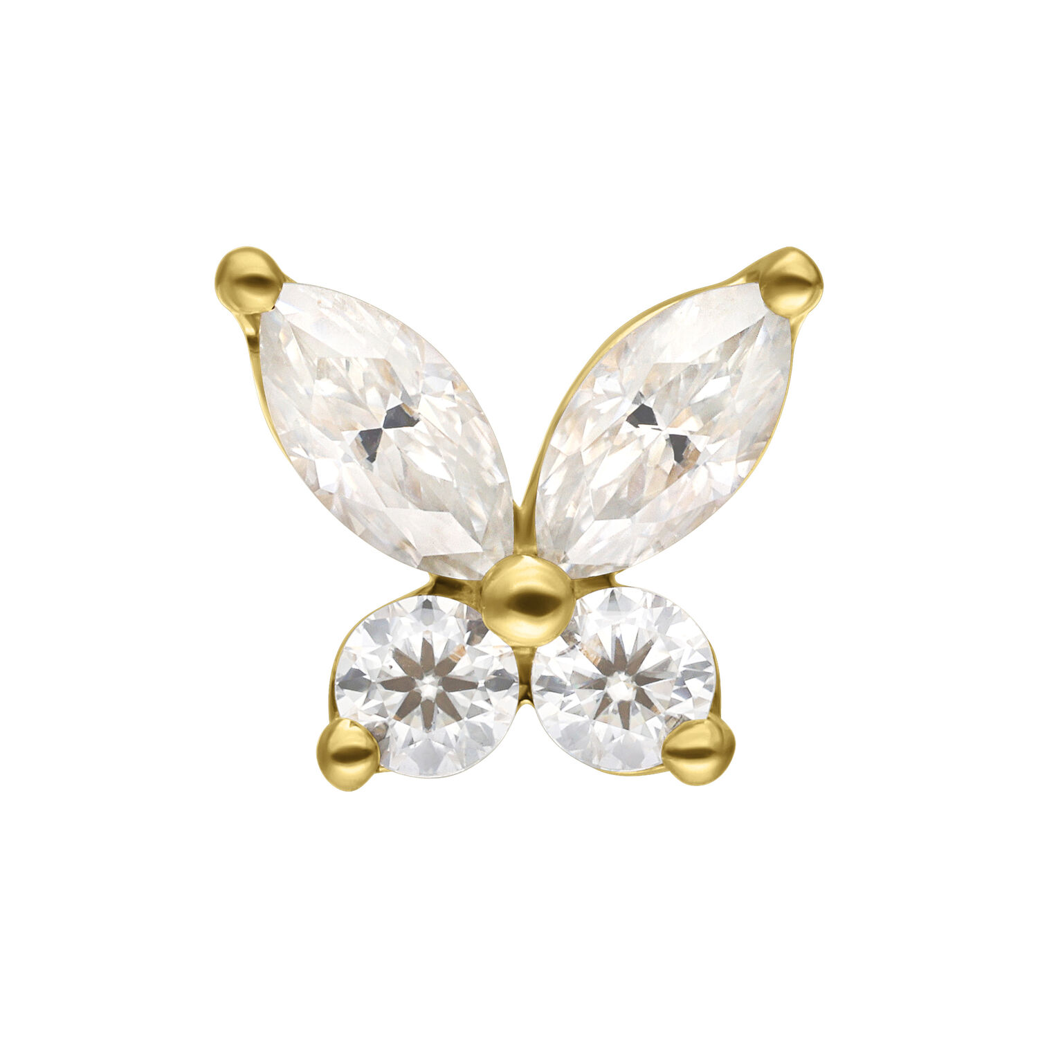 Colgante de Mariposa de Moissanita en Oro 14K Colgante de mariposa dorado con cristales claros de Moissanita