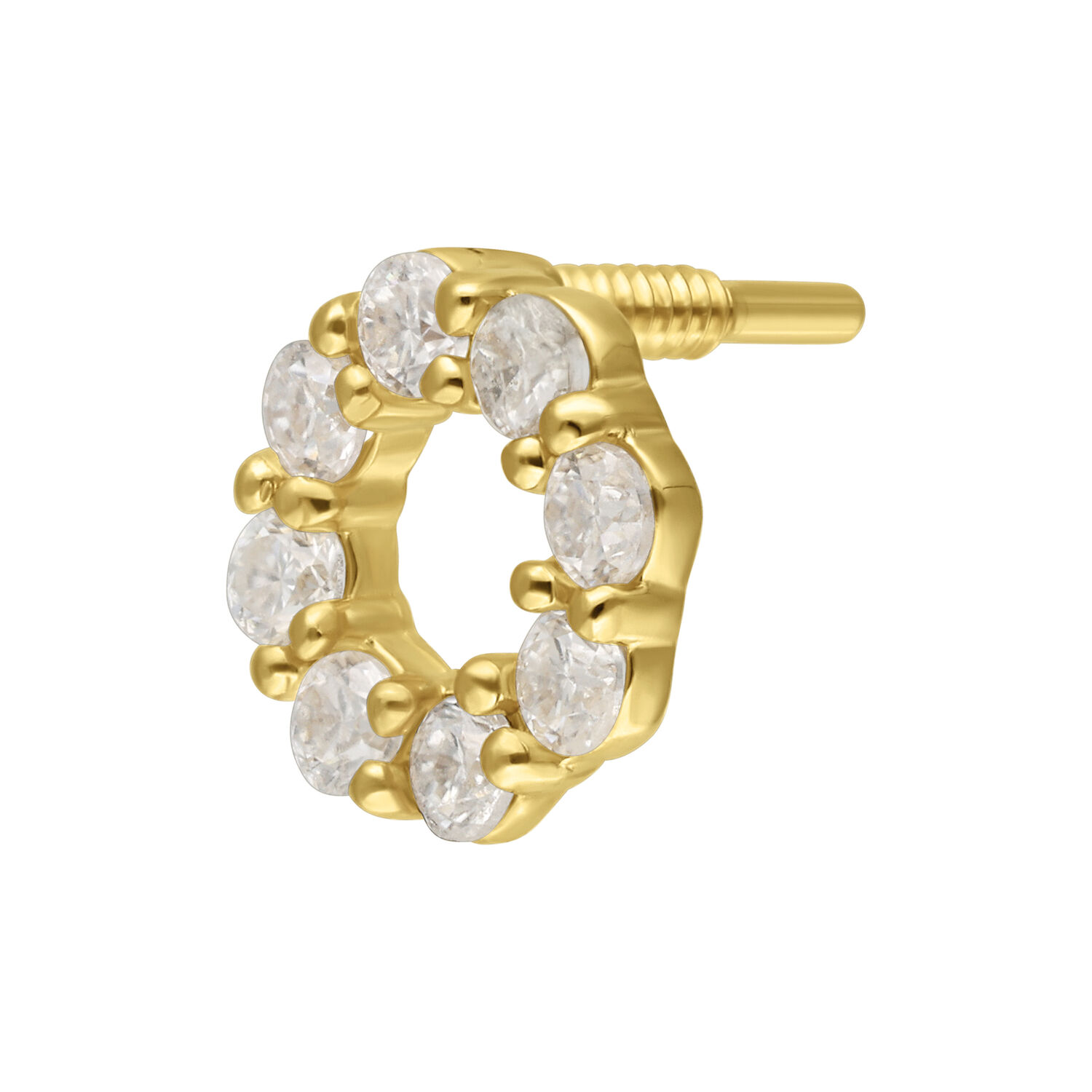 Aro de 14K Gold con Moissanite en forma de corona Aro de corona de oro con piedras de Moissanite sobre fondo blanco