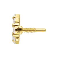 14K Gold Moissanite Accesorio con rosca interna Accesorio dorado con piedras Moissanite y rosca interna sobre fondo blanco