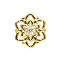 Aro de flor de oro con Moissanite sobre fondo blanco