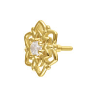Aro de flor de oro con Moissanite sobre fondo blanco