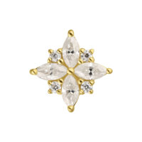 Aro de flor de oro con Moissanite sobre fondo blanco
