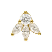 Aro de 14K Gold con Moissanite en forma de loto Aro de loto de oro con piedras de Moissanite sobre fondo blanco