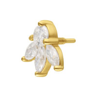 Aro de 14K Gold con Moissanite en forma de loto Aro de loto de oro con piedras de Moissanite sobre fondo blanco