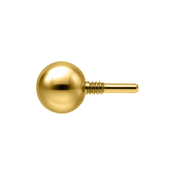 Bola dorada de 2,5 mm de diámetro sobre fondo blanco