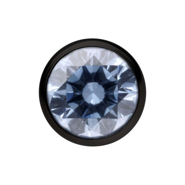 Bola de cristal negra 3mm con cristal gris-azul sobre fondo blanco