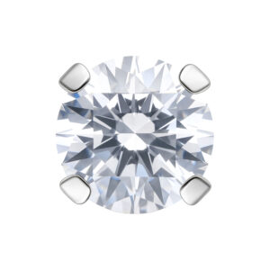 Accesorio de metal plateado con cristal claro, tamaño 2,5 mm, sobre fondo blanco