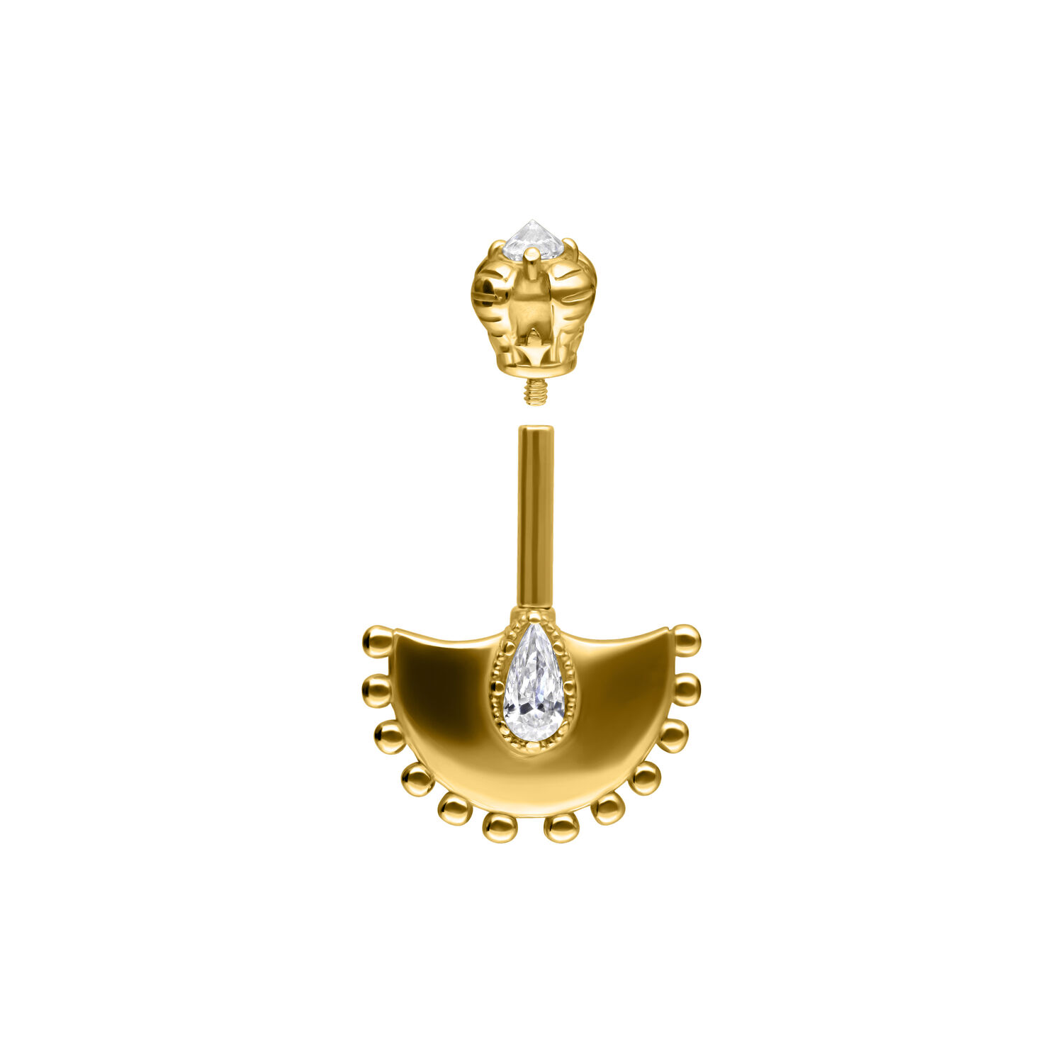 Barra Helix Vertical Dorada con cristal claro sobre fondo blanco