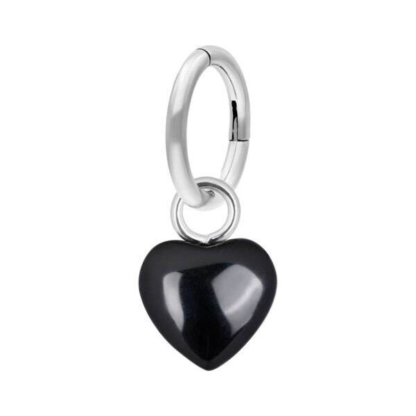 Anillo de ombligo negro con colgante de corazón de acero quirúrgico, 8 mm