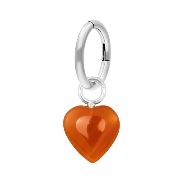Anillo de ombligo marrón con colgante de corazón de acero quirúrgico